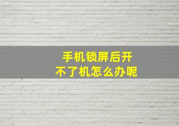 手机锁屏后开不了机怎么办呢