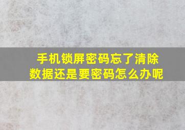 手机锁屏密码忘了清除数据还是要密码怎么办呢