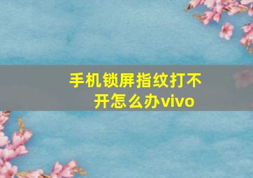 手机锁屏指纹打不开怎么办vivo