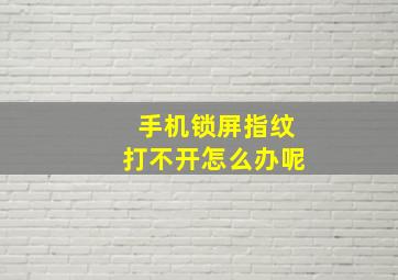 手机锁屏指纹打不开怎么办呢