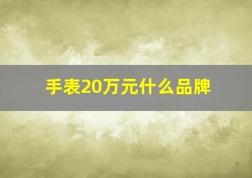 手表20万元什么品牌