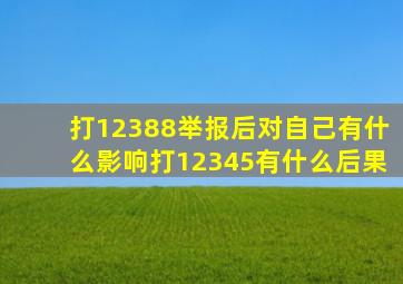 打12388举报后对自己有什么影响打12345有什么后果