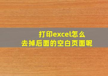 打印excel怎么去掉后面的空白页面呢