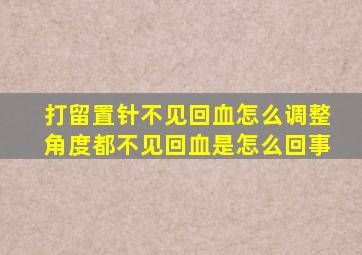 打留置针不见回血怎么调整角度都不见回血是怎么回事