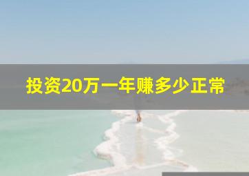 投资20万一年赚多少正常