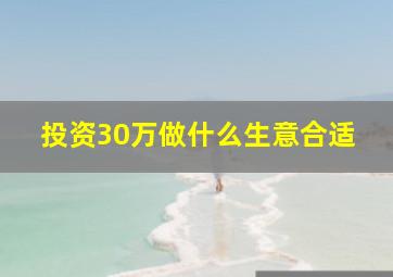 投资30万做什么生意合适