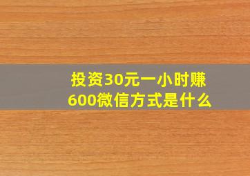 投资30元一小时赚600微信方式是什么