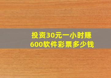 投资30元一小时赚600软件彩票多少钱