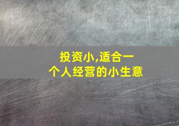 投资小,适合一个人经营的小生意