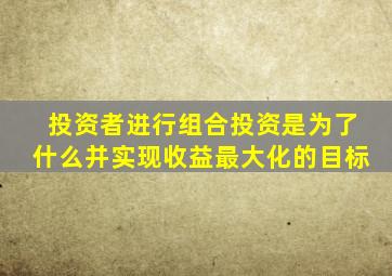 投资者进行组合投资是为了什么并实现收益最大化的目标