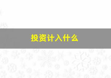 投资计入什么