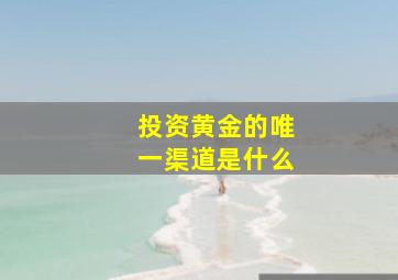 投资黄金的唯一渠道是什么