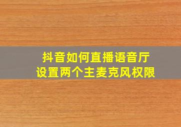 抖音如何直播语音厅设置两个主麦克风权限