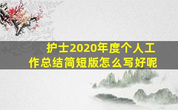 护士2020年度个人工作总结简短版怎么写好呢