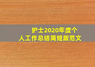 护士2020年度个人工作总结简短版范文