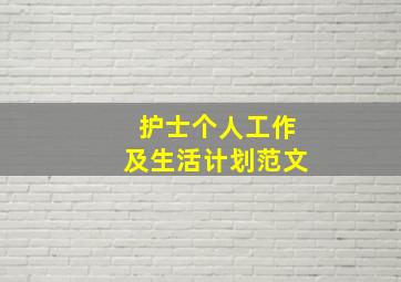 护士个人工作及生活计划范文