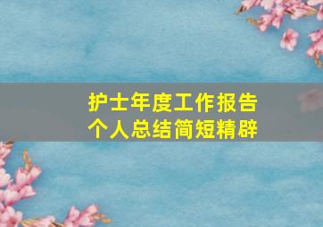 护士年度工作报告个人总结简短精辟