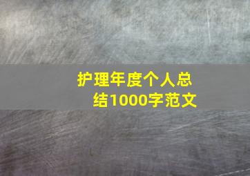 护理年度个人总结1000字范文