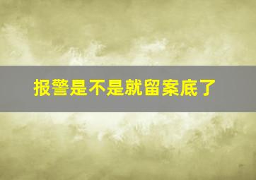 报警是不是就留案底了