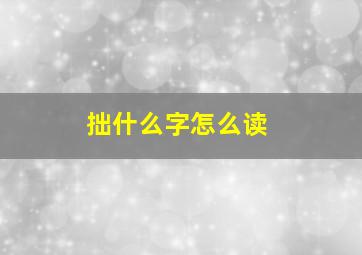 拙什么字怎么读