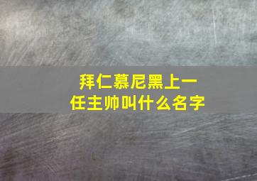 拜仁慕尼黑上一任主帅叫什么名字