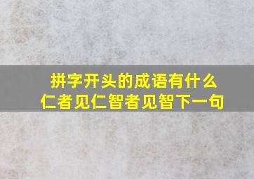 拼字开头的成语有什么仁者见仁智者见智下一句