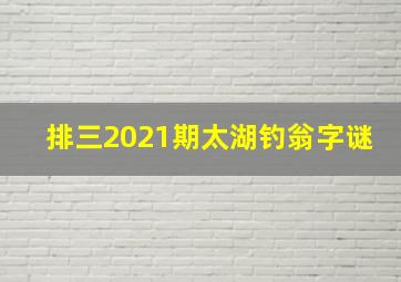 排三2021期太湖钓翁字谜