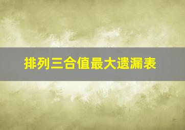 排列三合值最大遗漏表