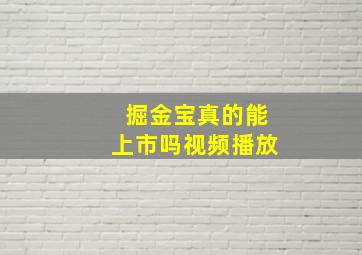 掘金宝真的能上市吗视频播放