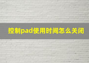 控制pad使用时间怎么关闭