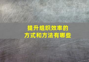 提升组织效率的方式和方法有哪些