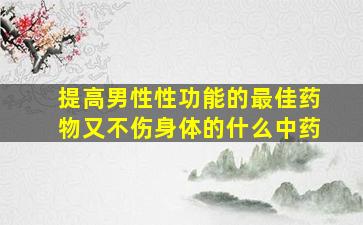 提高男性性功能的最佳药物又不伤身体的什么中药