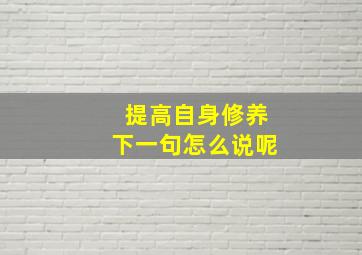 提高自身修养下一句怎么说呢