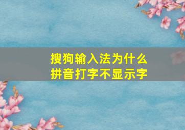 搜狗输入法为什么拼音打字不显示字