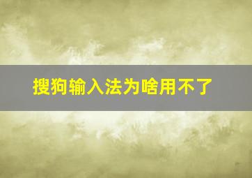 搜狗输入法为啥用不了