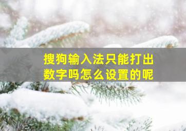 搜狗输入法只能打出数字吗怎么设置的呢