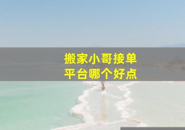 搬家小哥接单平台哪个好点