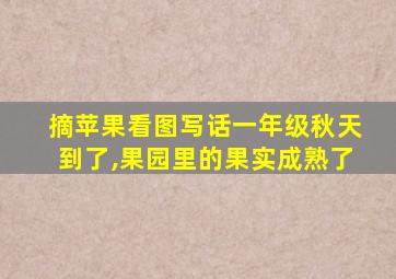 摘苹果看图写话一年级秋天到了,果园里的果实成熟了