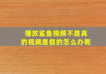 播放鲨鱼视频不是真的视频是假的怎么办呢