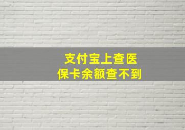 支付宝上查医保卡余额查不到