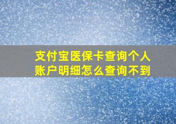 支付宝医保卡查询个人账户明细怎么查询不到