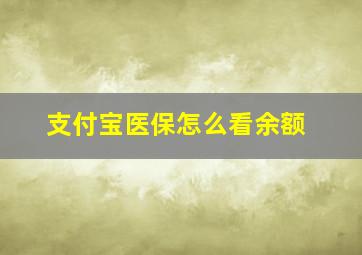 支付宝医保怎么看余额