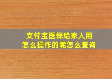 支付宝医保给家人用怎么操作的呢怎么查询