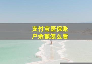 支付宝医保账户余额怎么看