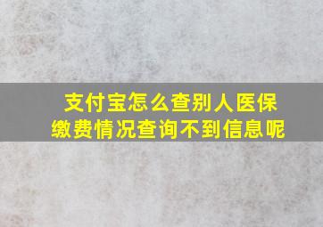 支付宝怎么查别人医保缴费情况查询不到信息呢