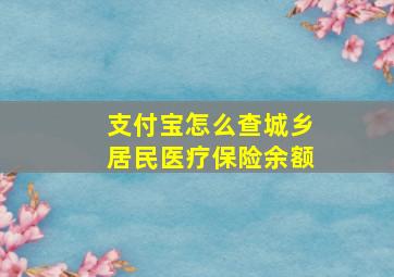 支付宝怎么查城乡居民医疗保险余额