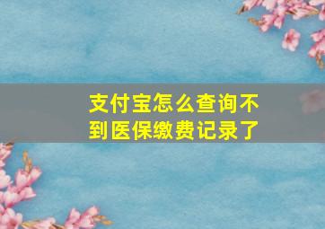 支付宝怎么查询不到医保缴费记录了