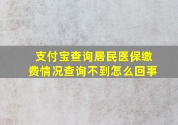 支付宝查询居民医保缴费情况查询不到怎么回事