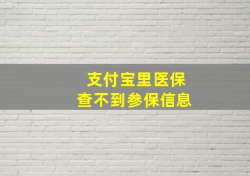 支付宝里医保查不到参保信息