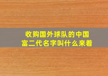 收购国外球队的中国富二代名字叫什么来着